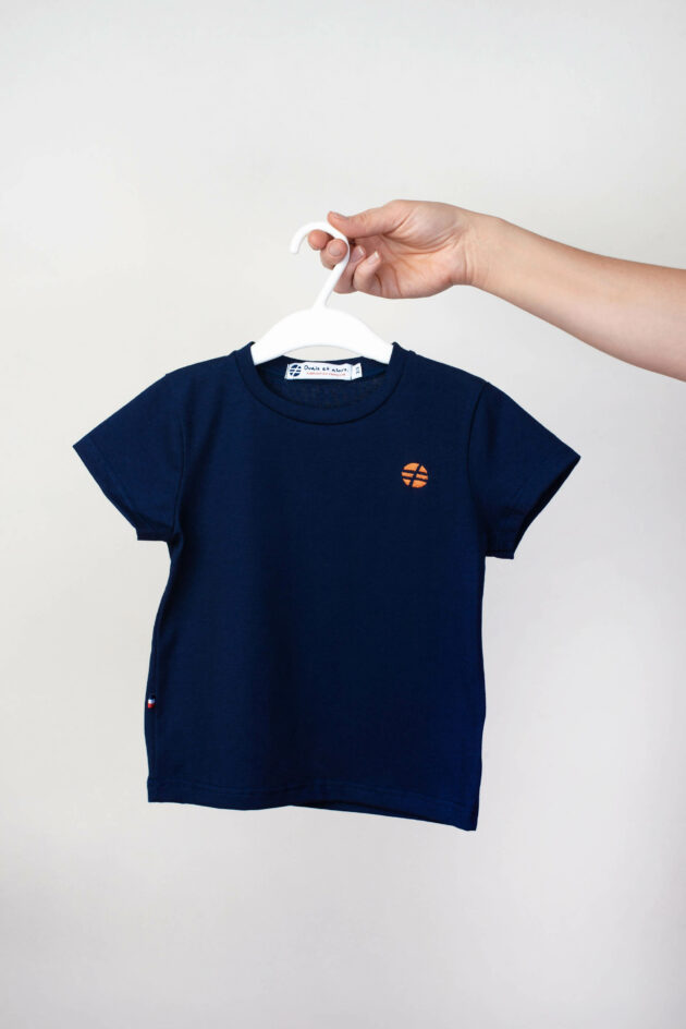 "L'initial" Enfant Navy - logo simple orange