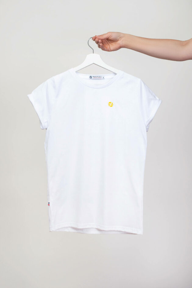 "L'initial" Femme blanc - logo simple jaune