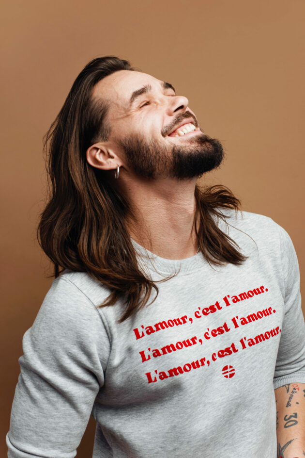 "L'amour" - Sweat Gris Unisexe