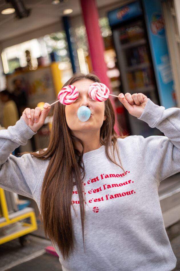 "L'amour" - Sweat Gris Femme