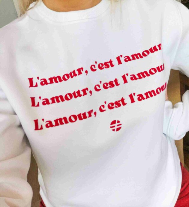"L'amour" - Sweat Blanc Unisexe