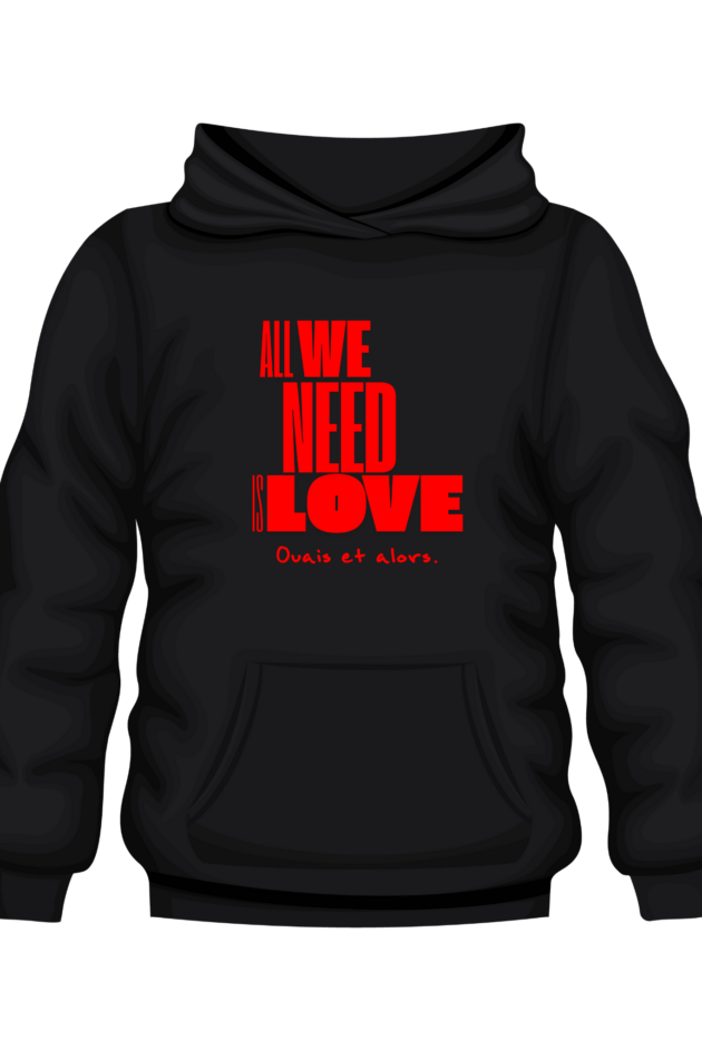 "All We Need Is Love" - Hoodie noir Unisexe – Image 7