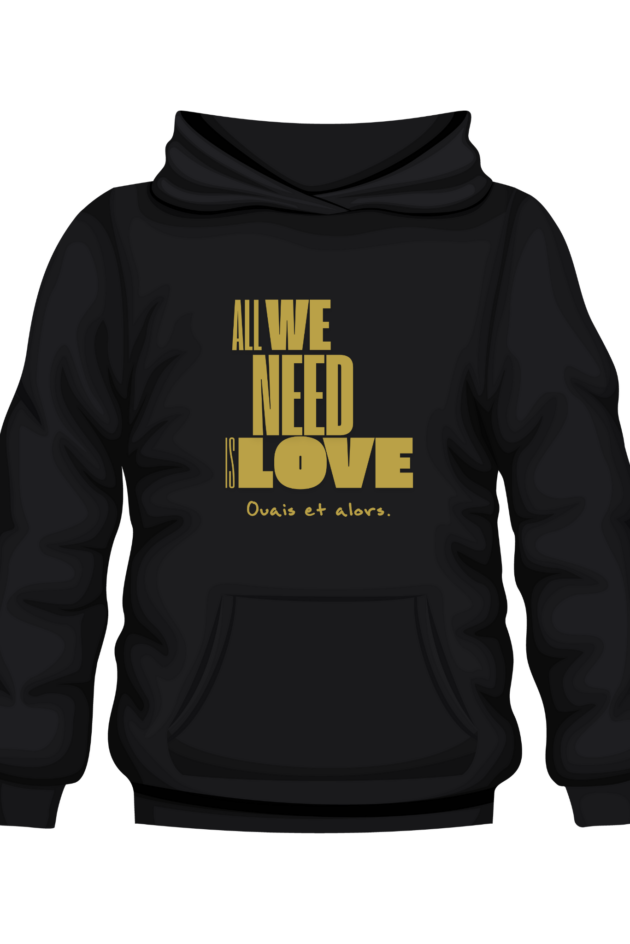 "All We Need Is Love" - Hoodie noir Unisexe – Image 5